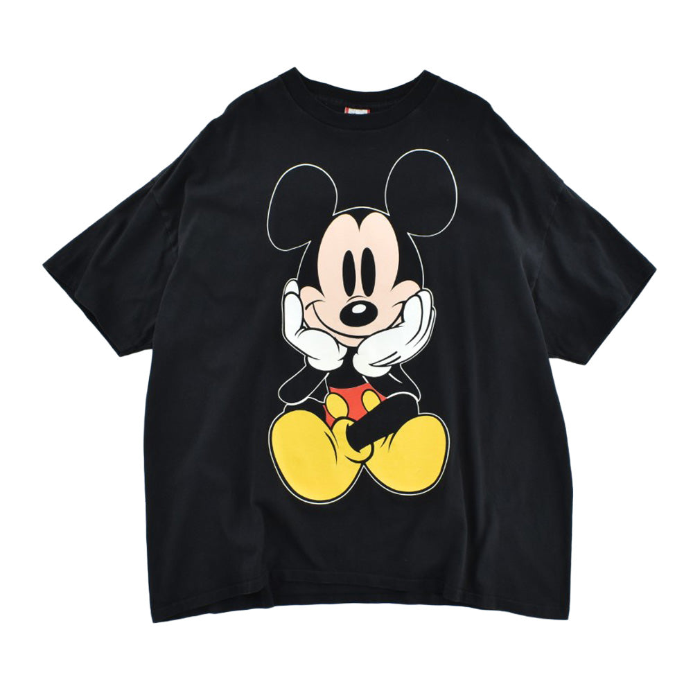 90's Disney Mickey Mouse お座りミッキー キャラクターTシャツ USA製