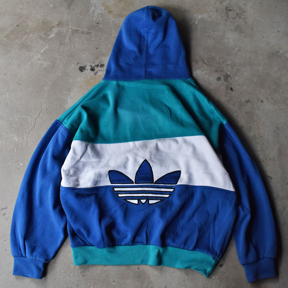 80’s adidas トレフォイルロゴ 切り替え スウェット パーカー 231118