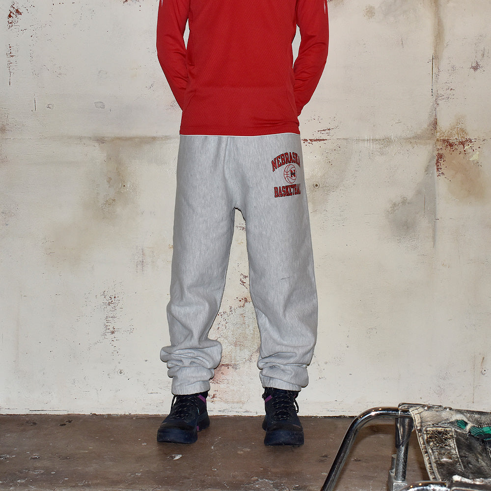 90's Champion “NEBRASKA BASKETBALL” 三段プリント RWスウェットパンツ USA製 240502H