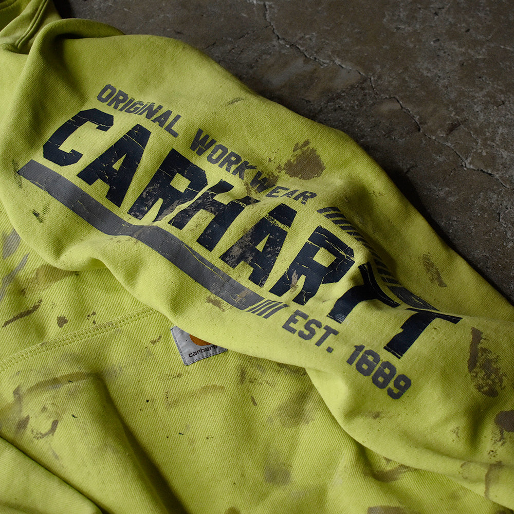 Carhartt ペンキ! 蛍光カラー プルオーバーパーカー 250304H