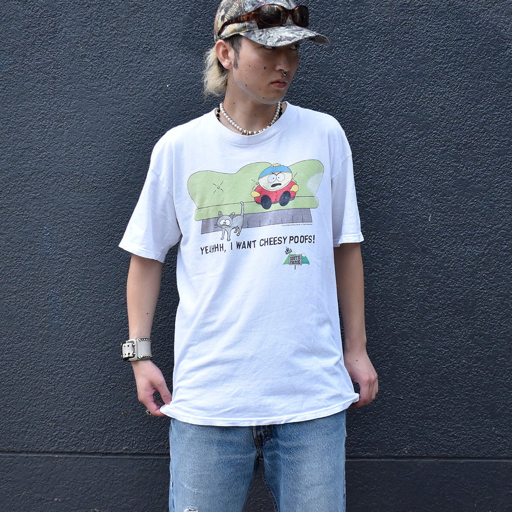 90's South Park “Yeah I Want Cheesy Poofs“ Tシャツ 240906H