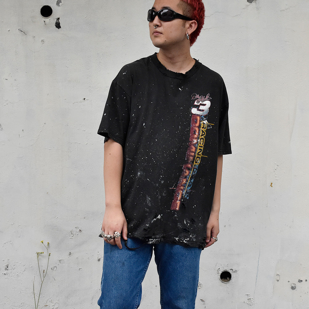 Y2K ボロ!ペンキ! CHASE AUTHENTICS “RACING DOMINANCE” レーシング Tシャツ USA製 250825H