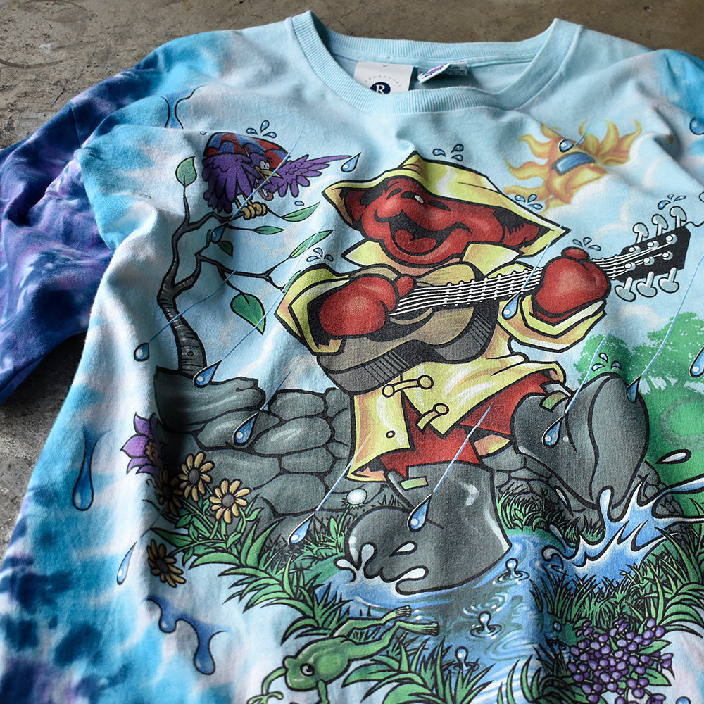 Y2K LIQUID BLUE / Grateful Dead “Dancing Bear” タイダイ ロック Tシャツ 240722H