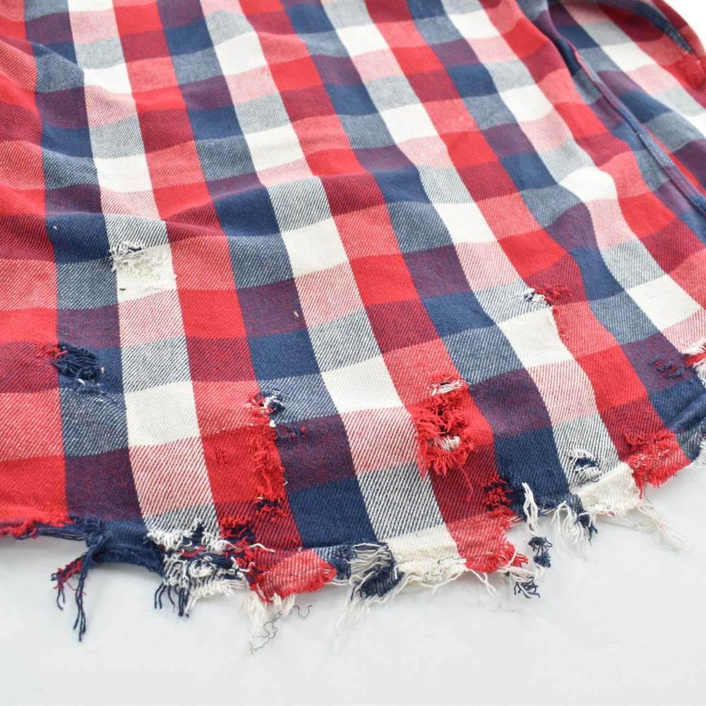 90's OshKosh "BORO" グランジ フランネルシャツ 260303H