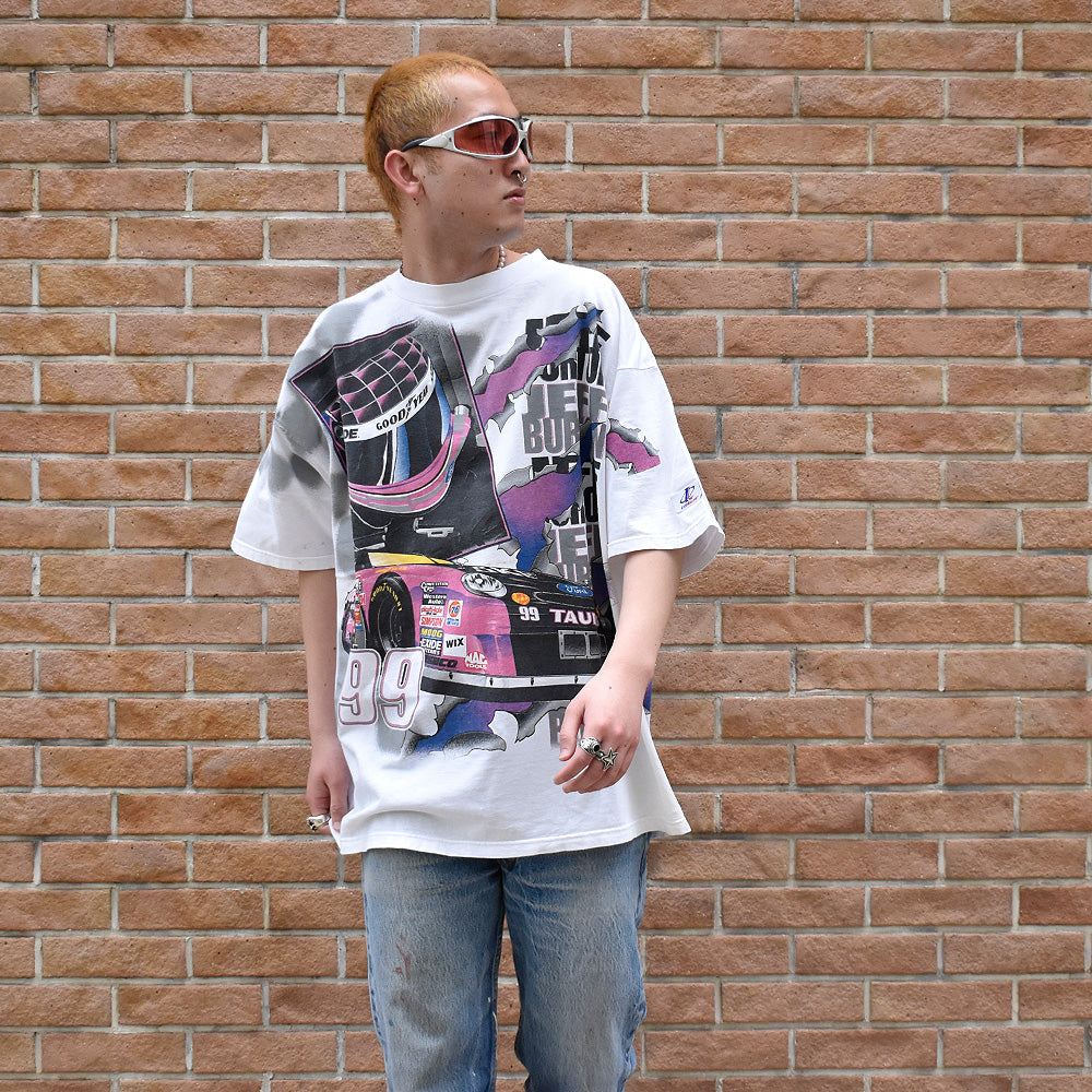 90's AOP! LOGO ATHLETIC Racing Tシャツ 250414H