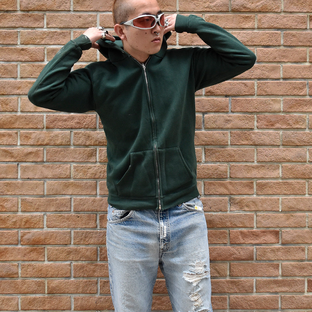 70's BEST 片ツメジッパー 無地フルジップパーカー 250706H