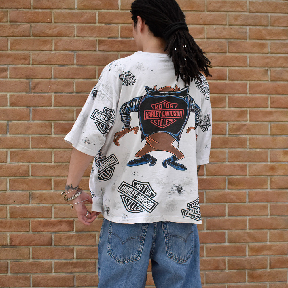 90's Harley Davidson×Looney Tunes “タズマニアンデビル“ マルチ!AOP! Tシャツ 240802H