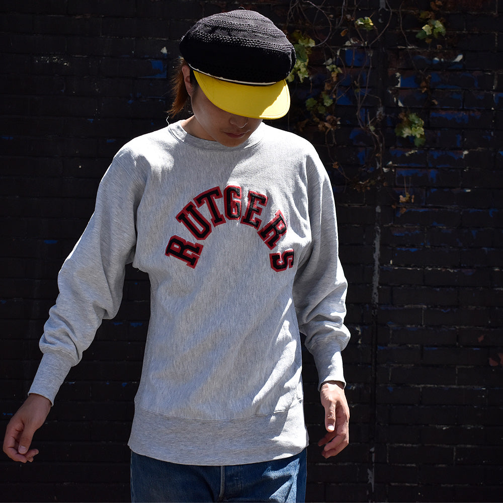 90's Champion "Rutgers" ワッペン リバースウィーブ スウェット USA製 230902H