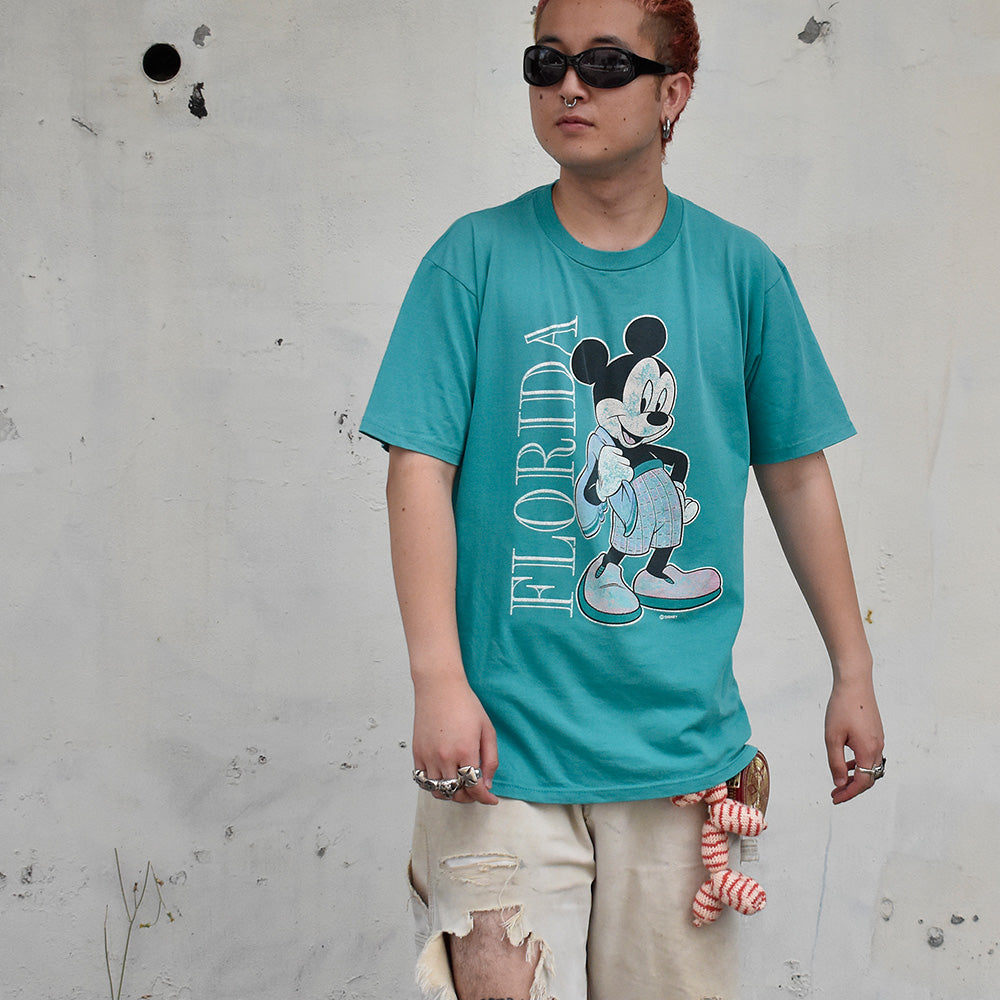 90's Disney “FLORIDA” Mickey キャラ Tシャツ USA製 250827H