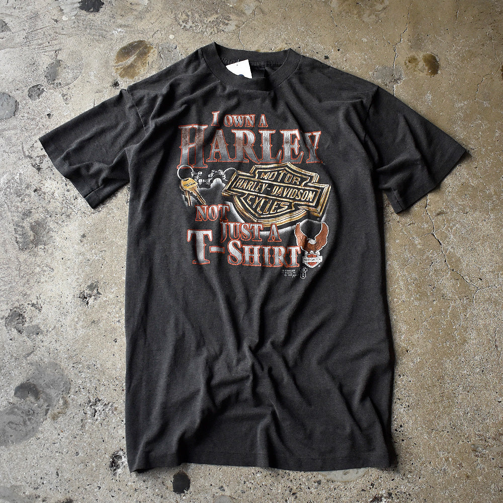 80's Harley Davidson “key ring” 3D EMBLEM バイク Tシャツ 240724H