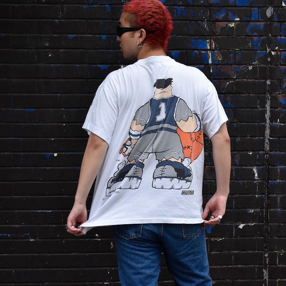 90's The Flintstones FRED “Georgetown Hoyas” ビッグプリント! 海外アニメ キャラ Tシャツ 250825H