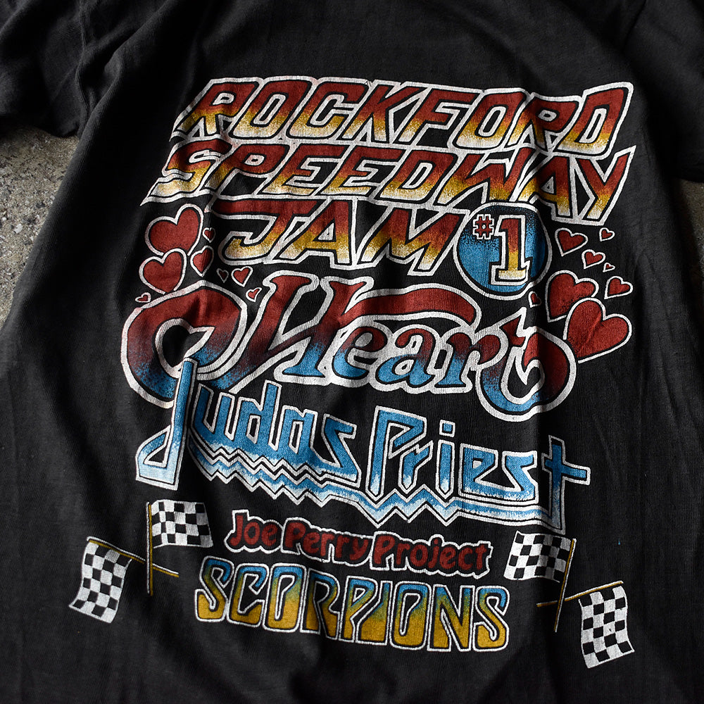 80's “Rockford Speedway JAM“ Heart /Judas Priest/Scorpions/Joe Perry Project ロック Tシャツ 250728H