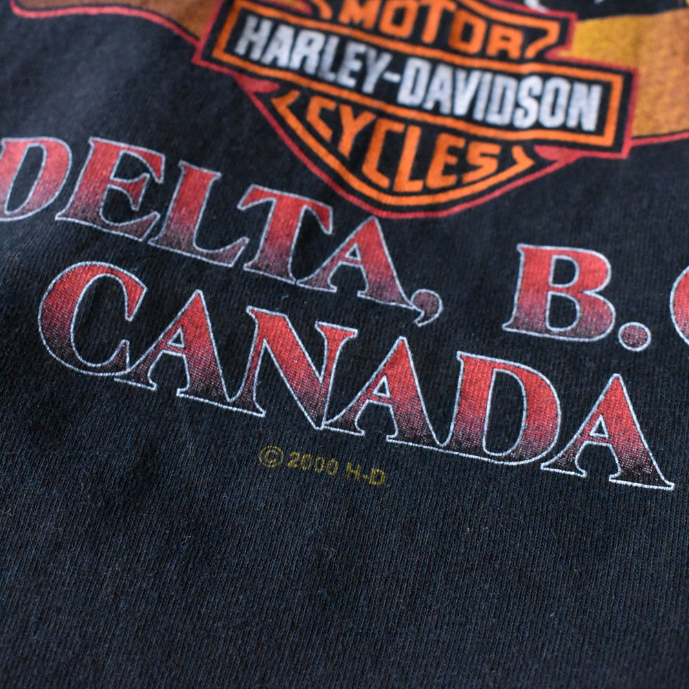Y2K Harley-Davidson “DELTA, B.C. CANADA” イーグルプリント Tシャツ 240415