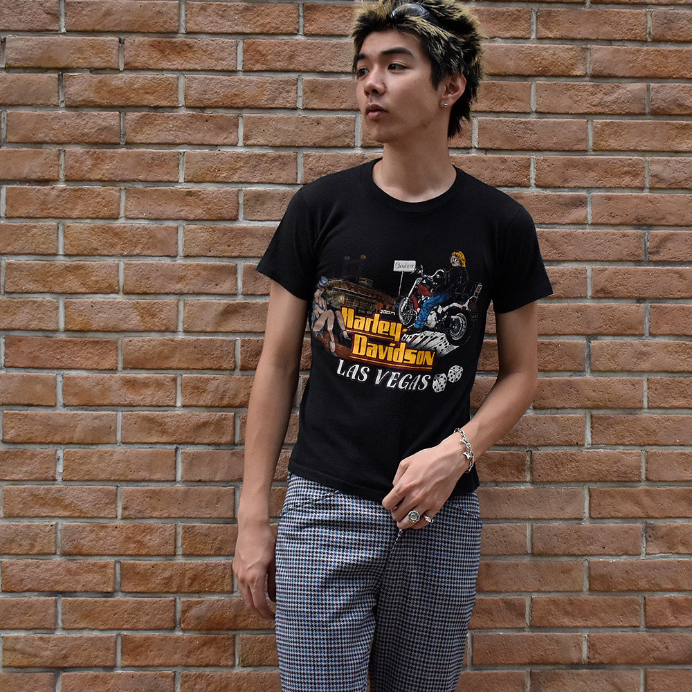 80's “Harley-Davidson“ LAS VEGAS バイク Tシャツ USA製 250731H