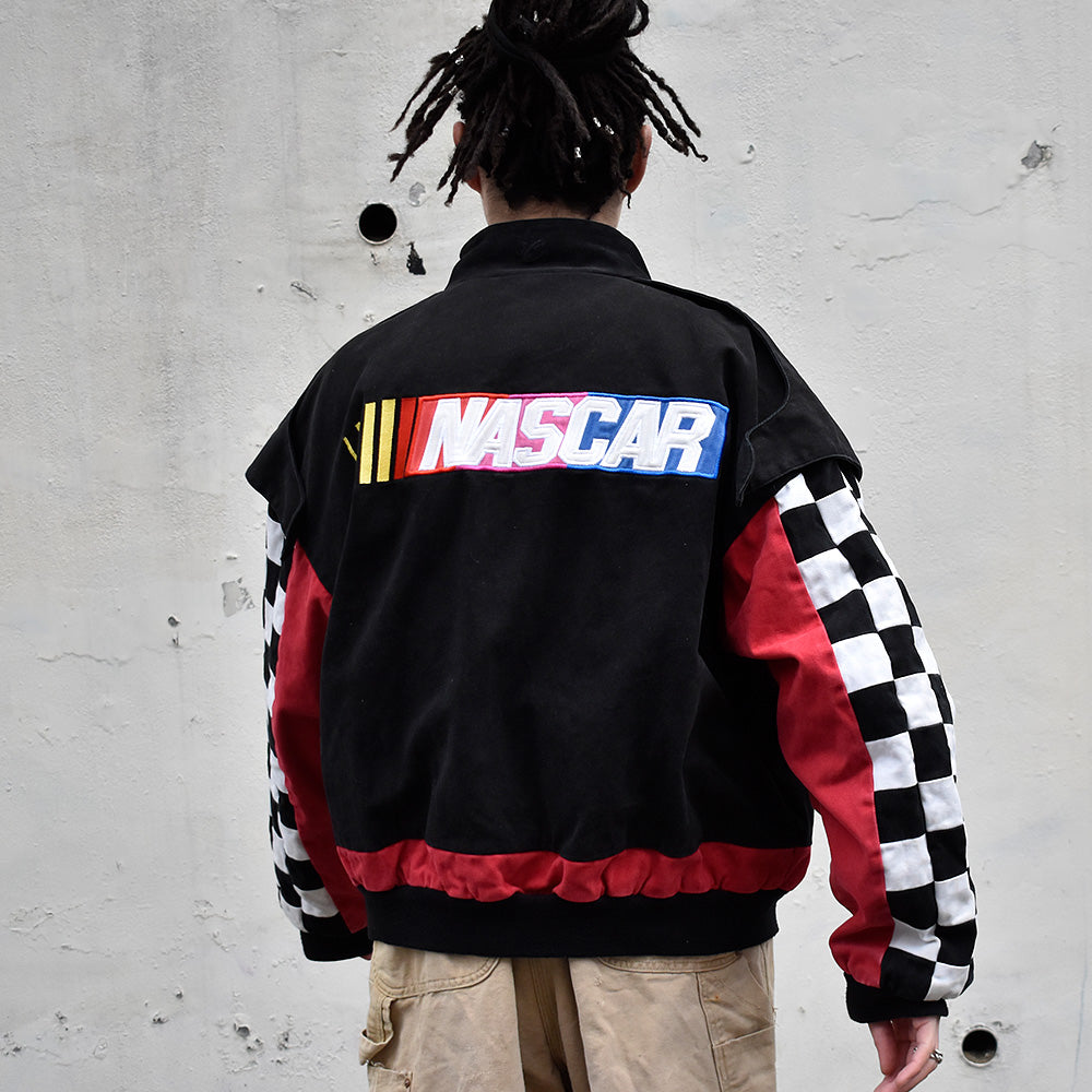 Y2K Chase Authentics チェッカーフラッグ! コットン レーシングジャケット 240201H