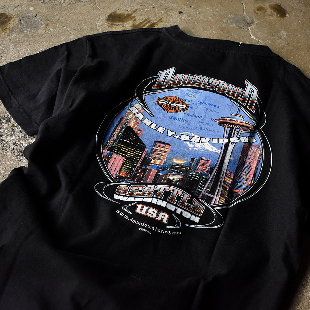 Y2K Harley-Davidson トライバルファイヤー ロゴ バイク Tシャツ 250220H