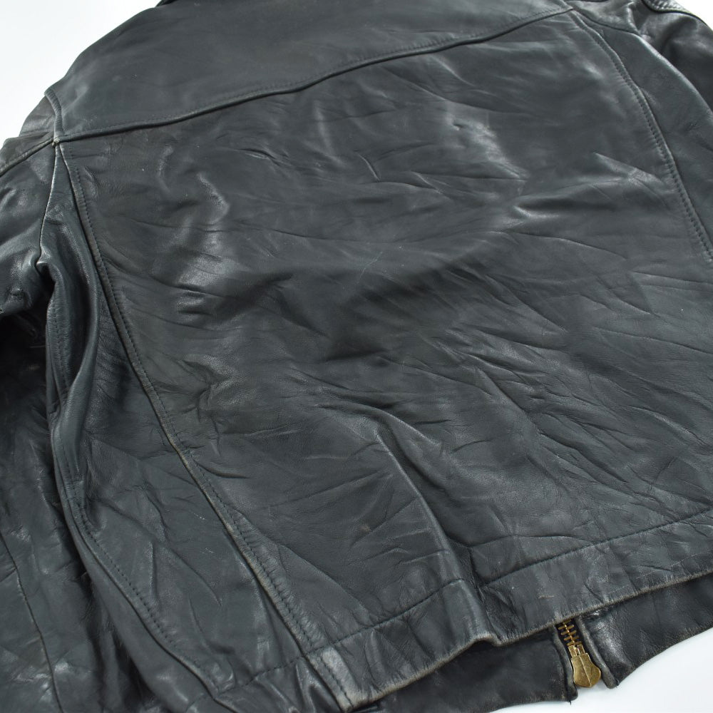 70's フランス軍タイプ レザーフライトジャケット 黒 260217H