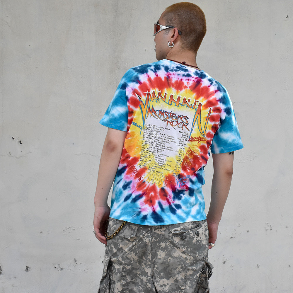 80's Van Halen “MONSTERS OF ROCK“ Scorpions/Metallica/Dokken/Kingdom Come タイダイ ロック Tシャツ 250704H