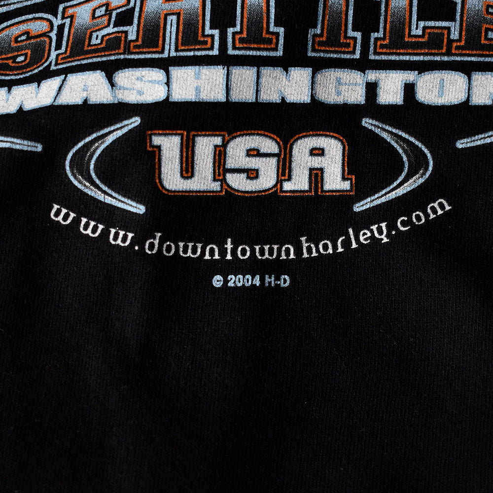 Y2K Harley-Davidson トライバルファイヤー ロゴ バイク Tシャツ 250220H