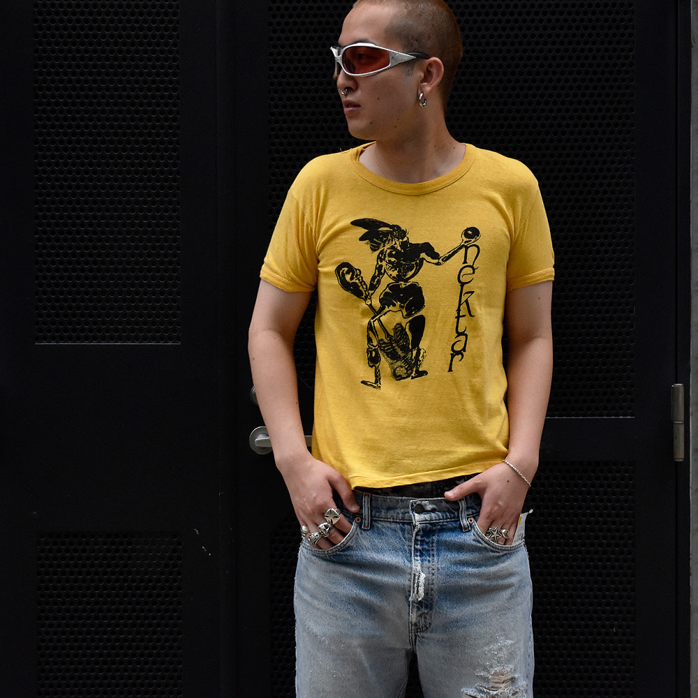 70's NEKTAR “Live In New York” 染み込みプリント ロック Tシャツ 250706H