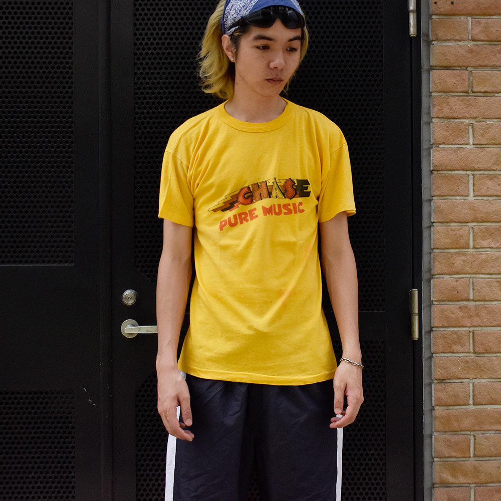 70's Chase “Pure Music“ 染み込みプリント ロック Tシャツ 250711H