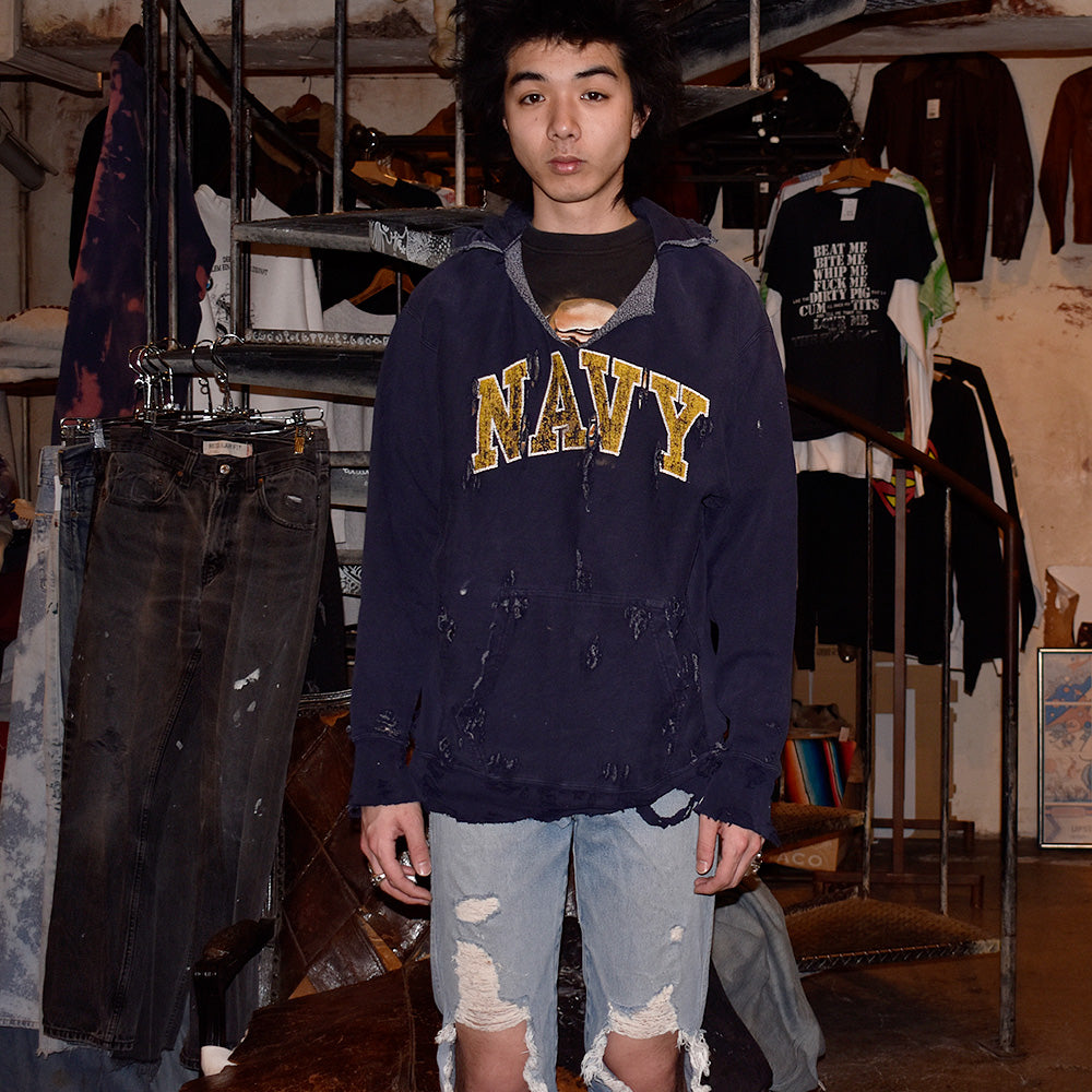 90's ボロ! STEVE AND BARRY'S “NAVY” リバースタイプパーカー 250305H