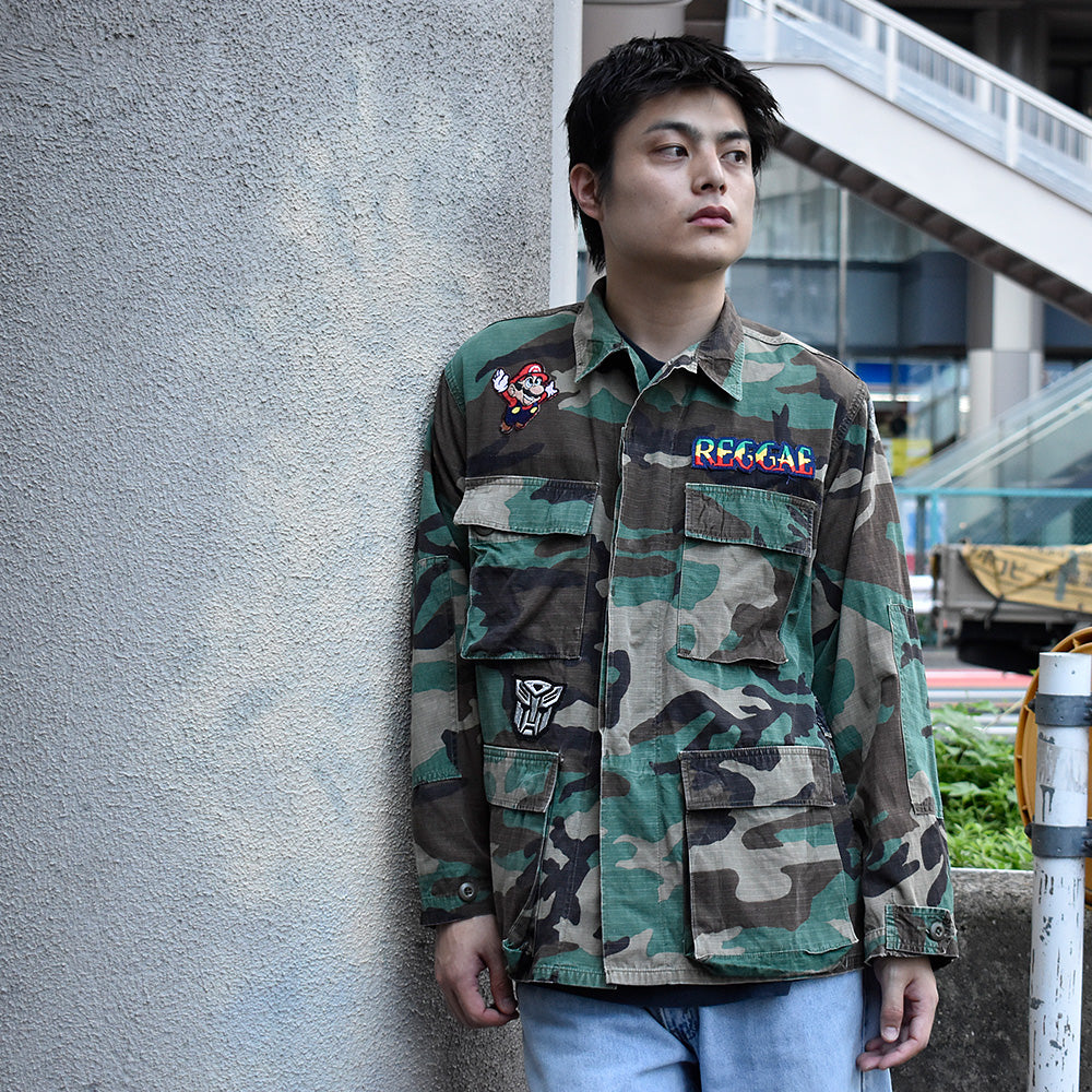 '91 U.S. ARMY ワッペンカスタム BDU ウッドランドカモ 迷彩柄 ジャケット 240914H