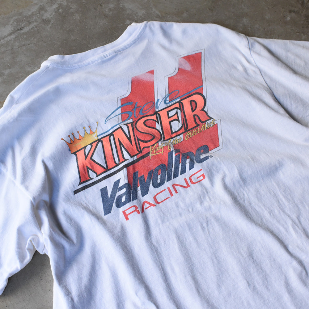 90’s Steve Kinser “Valvoline Racing” チェッカーパターン レーシング Tシャツ USA製 250801