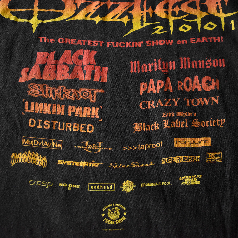 Y2K Ozzy Osbourne "Ozzfest 2001" フェス ロック Tシャツ 250824H