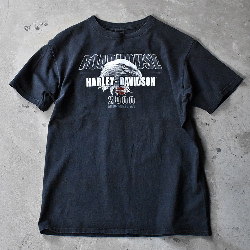 Y2K Harley Davidson “ROADHOUSE” 両面プリント Tシャツ USA製 240914 