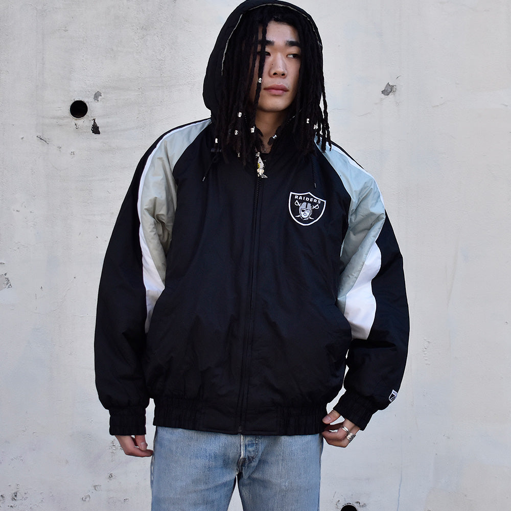 90's LOGO7 NFL “Las Vegas Raiders” 中綿入り ナイロンジャケット 231222H