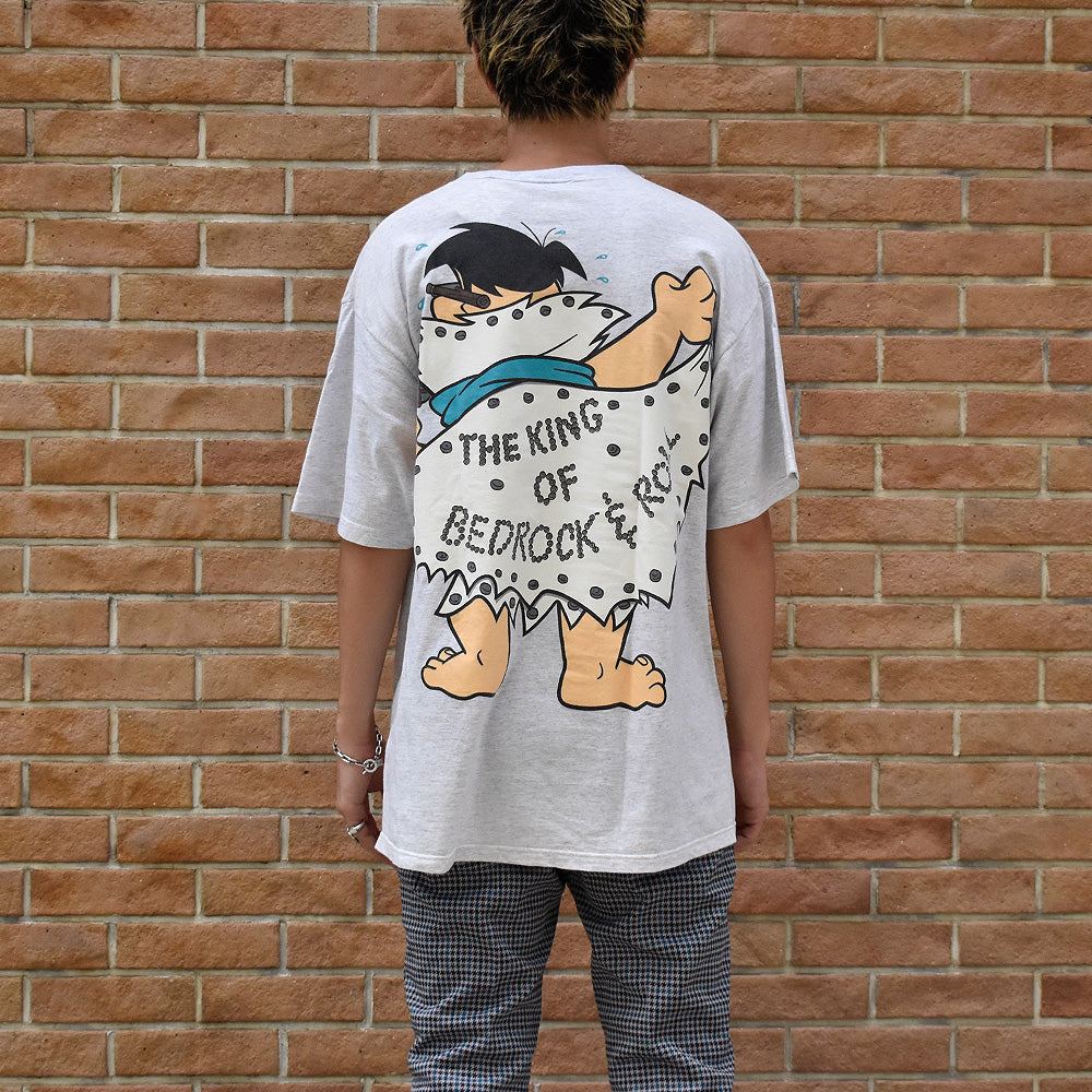 90's The Flintstones “THE KING OF BEDROCK'N ROLL” ビッグプリント! 海外アニメ キャラ Tシャツ 250801H