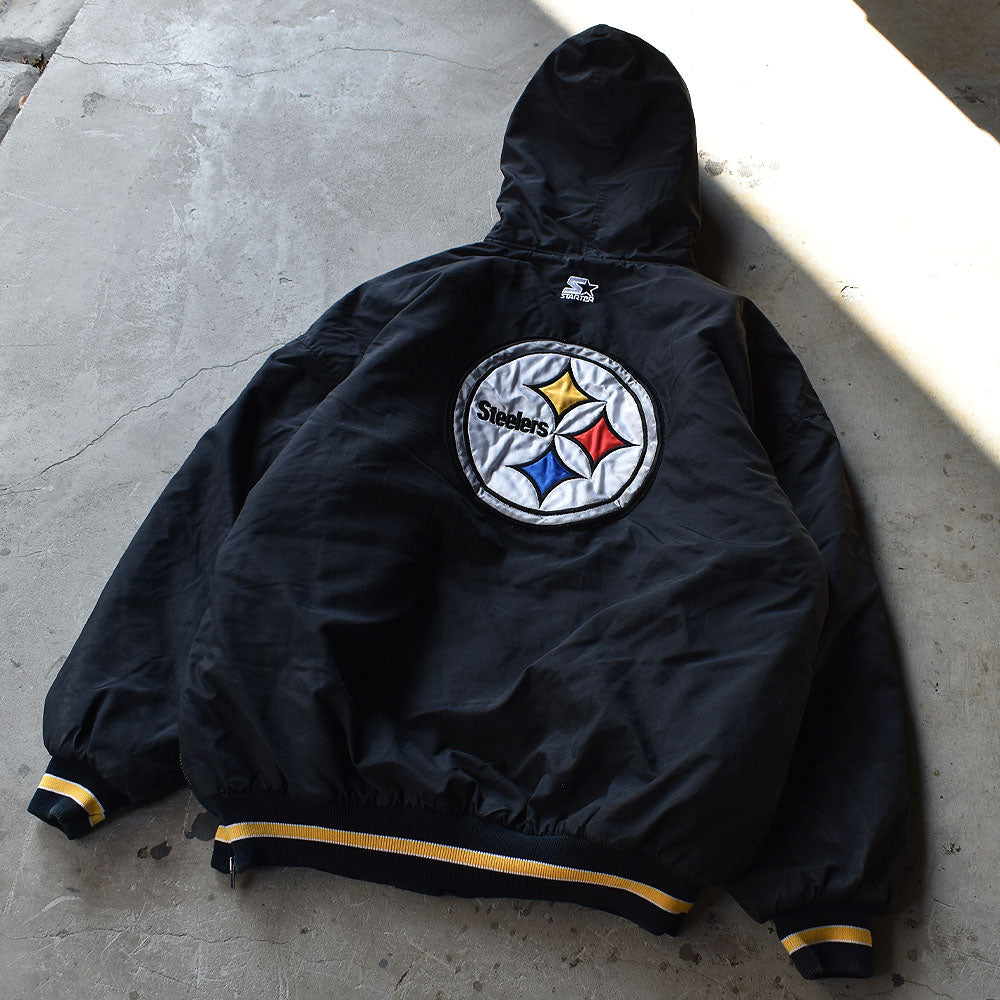 90’s STARTER “NFL Pittsburgh Steelers” 中綿入り フード ナイロンジャケット 240107