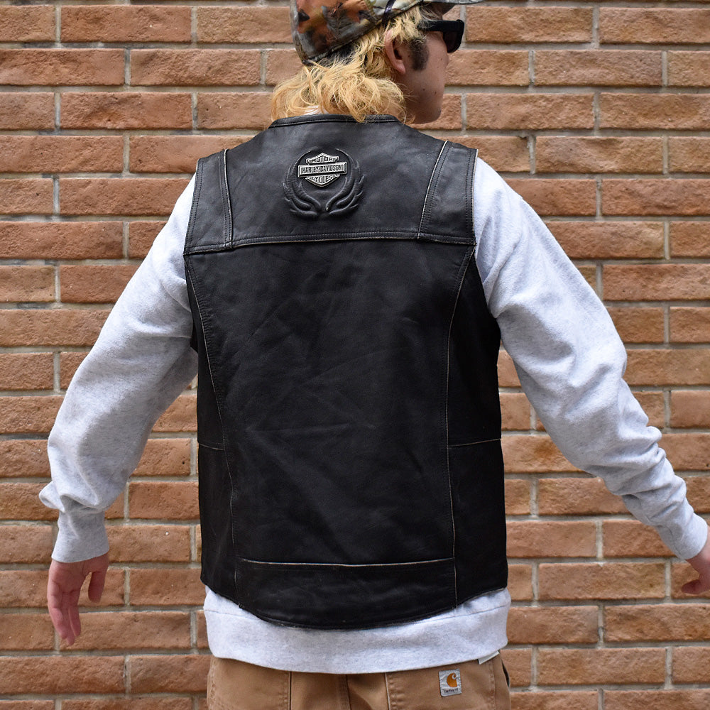 90's~ Harley-Davidson レザーベスト 240307