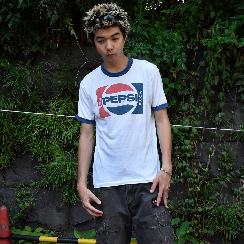 80's PEPSI “NEW YORK” 企業 リンガーTシャツ USA製 250806H