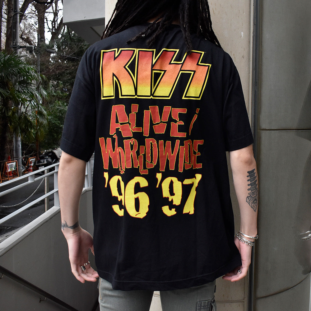 90's KISS “Alive/Worldwide '96 '97” Tour Tシャツ ミントコンディション！ 240219HYY