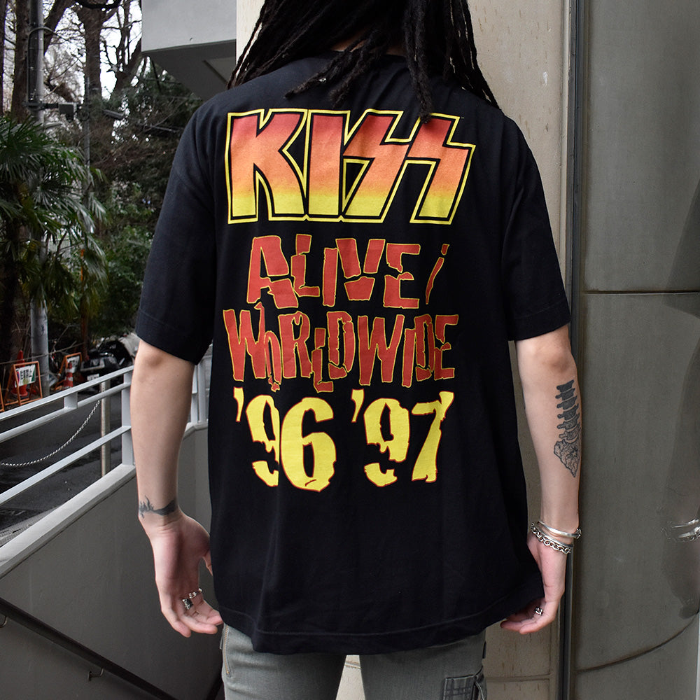 90's KISS “Alive/Worldwide '96 '97” Tour Tシャツ ミントコンディション! 240219HYY