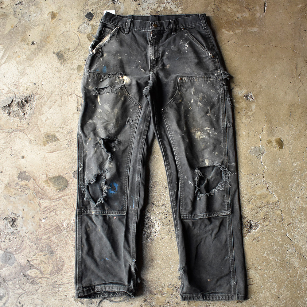 Carhartt ブラック！ ボロ！ ダブルニー ダック ペインターパンツ 