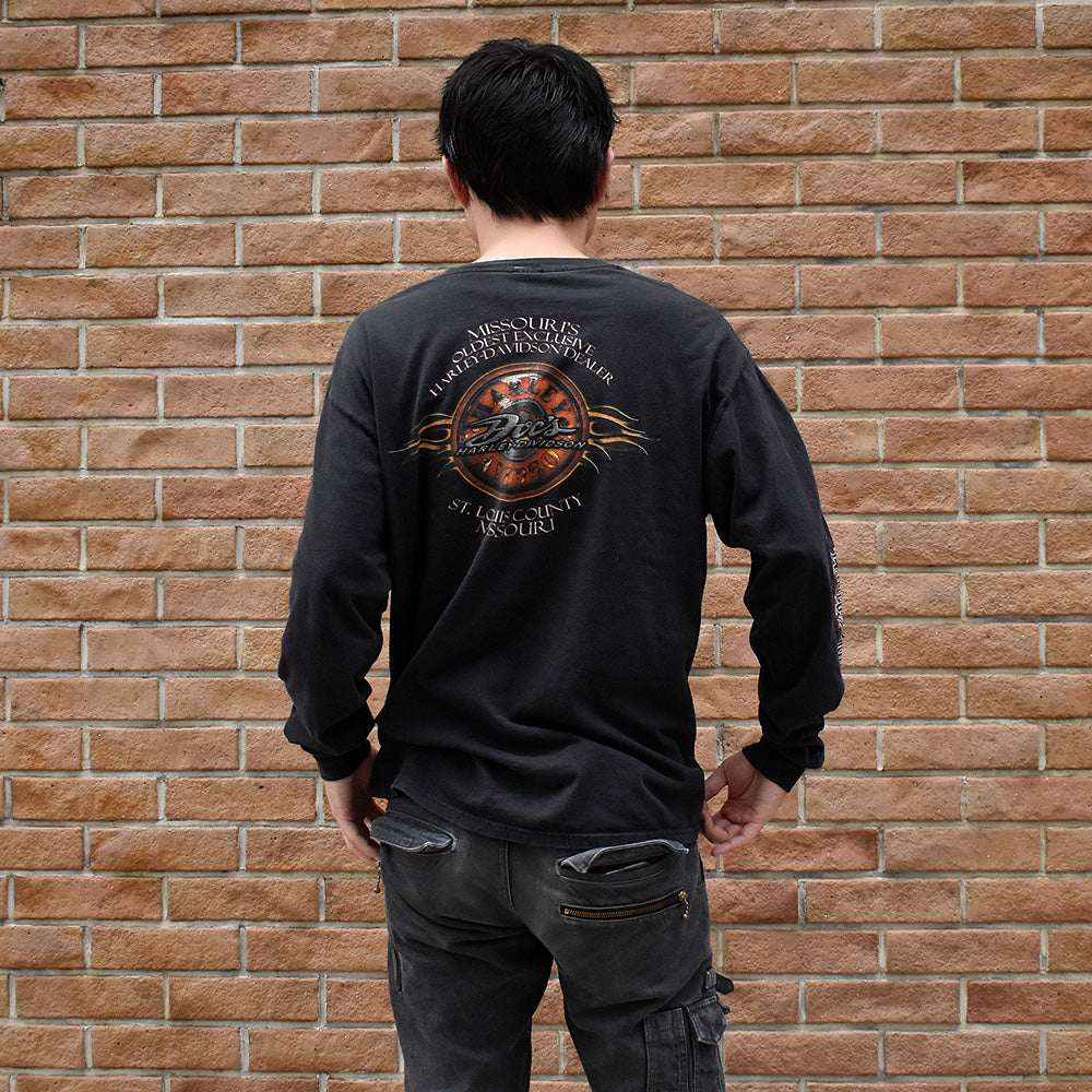 Y2K Harley Davidson “スカルファイヤー” ロングスリーブTシャツ 240902H