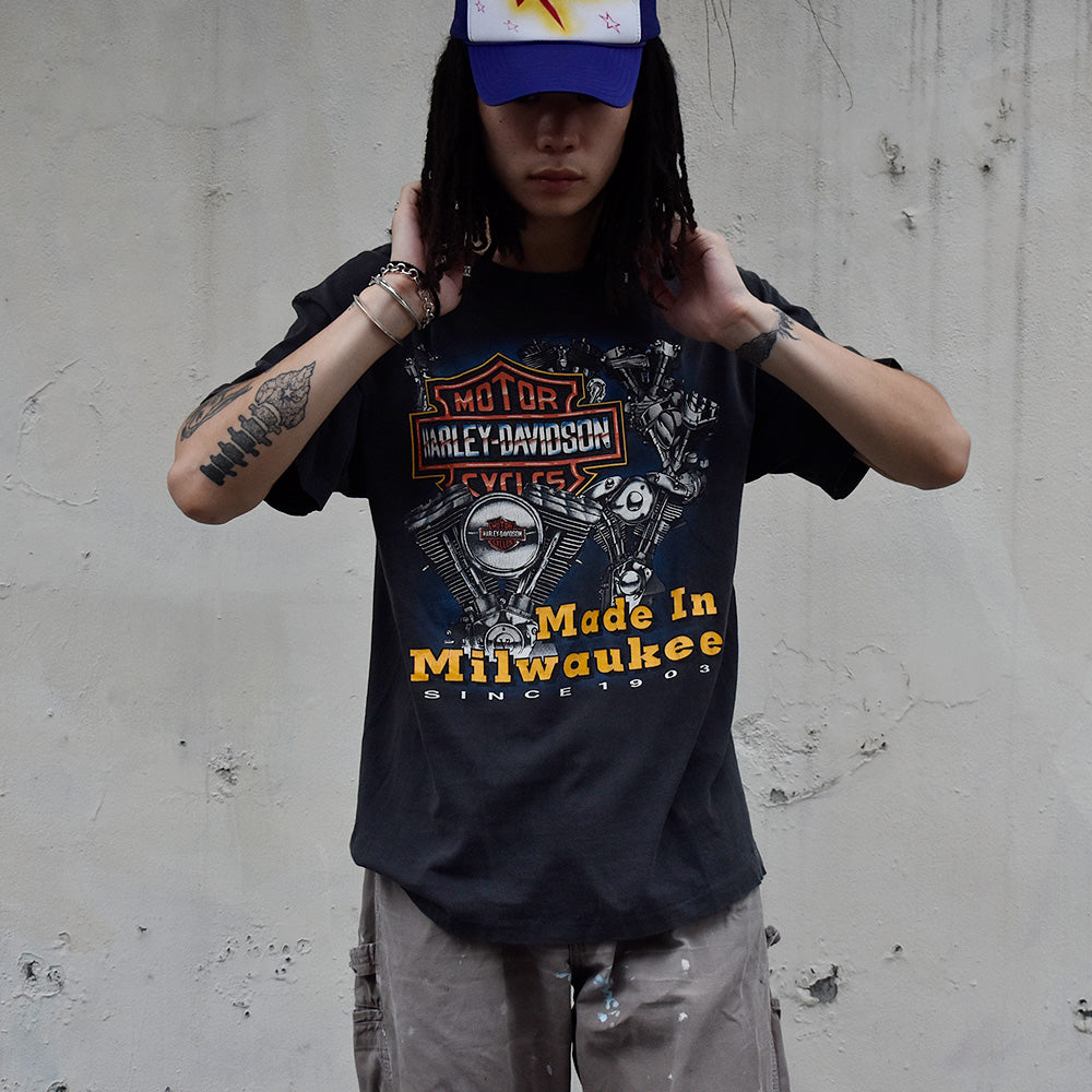 90's Harley-Davidson “エンジン” Tシャツ USA製 230922H