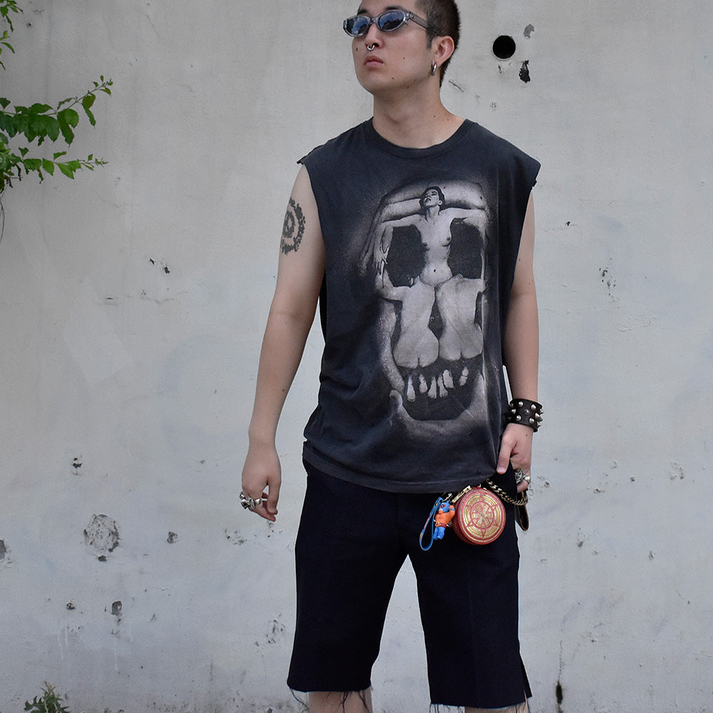 Y2K Salvador Dalí “In Voluptas Mors” アート カットオフ Tシャツ 250719H