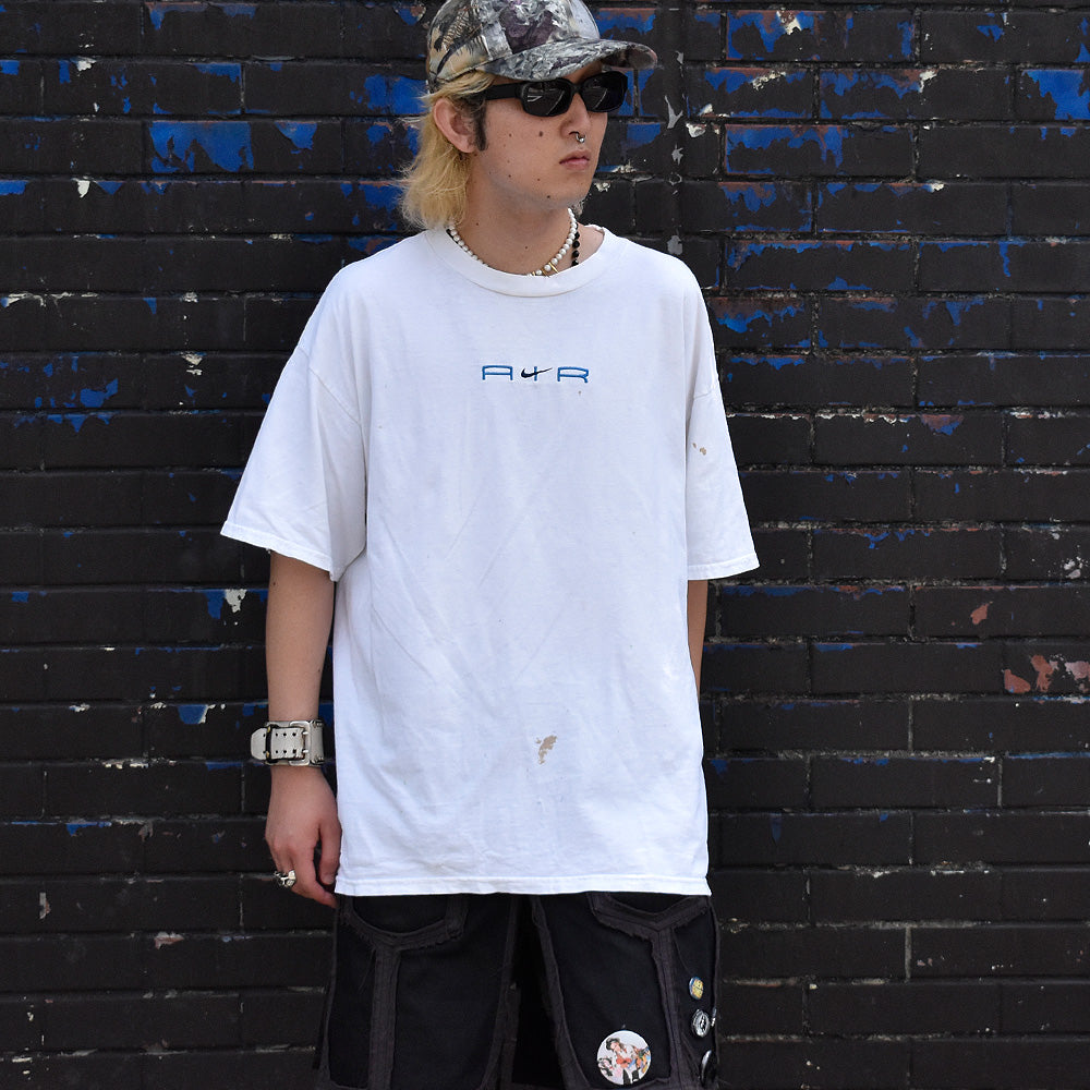 90's NIKE “swoosh & AIR” センターロゴ 刺繍 Tシャツ 240801H