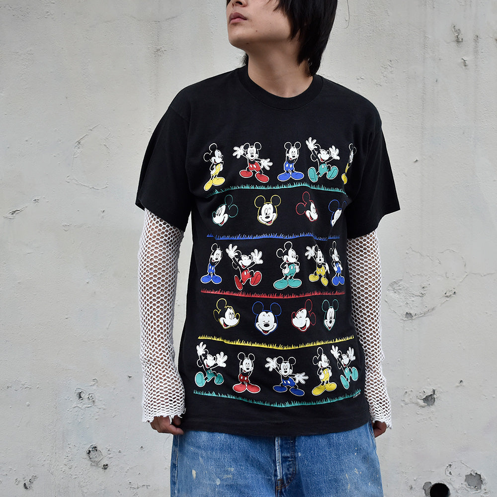 90's Disney "Mickey" オーバープリント 海外アニメ キャラ Tシャツ USA製 230922H