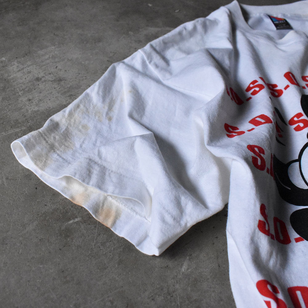 90’s Disney “MICKEY / S.O.S!” 大判プリント Tシャツ USA製 240405