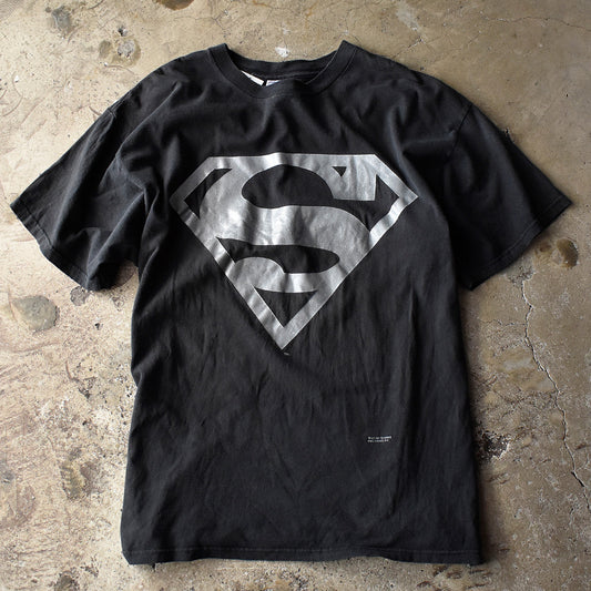 90's Superman ブラック！ ロゴTシャツ 240502H