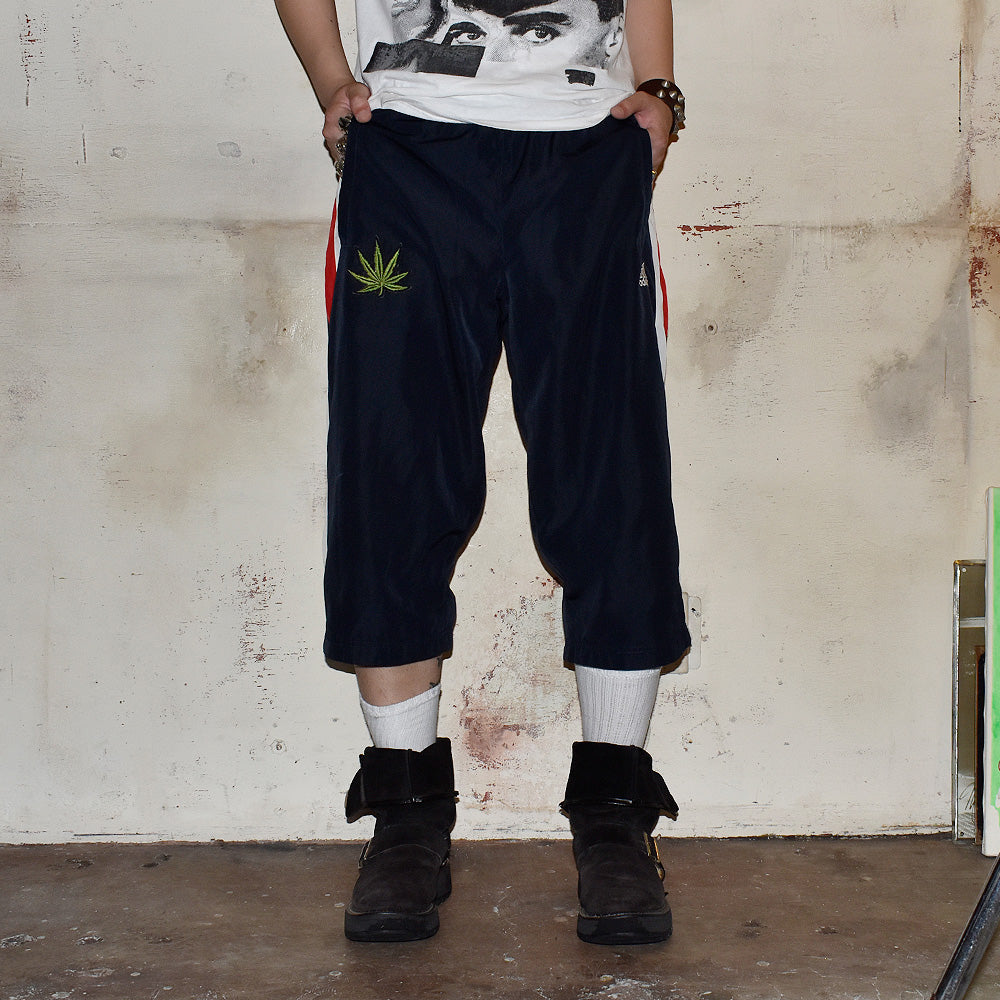 Y2K adidas “marijuana”ワッペン ナイロン スリークウォーターパンツ 250716H