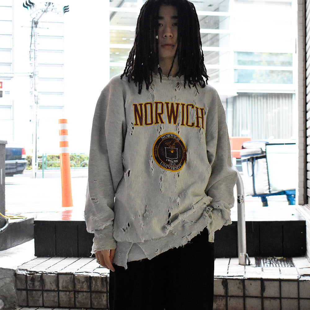90's ボロ!CRABLE SPORTSWEAR “NORWICH” リバースタイプ スウェット USA製 231118H