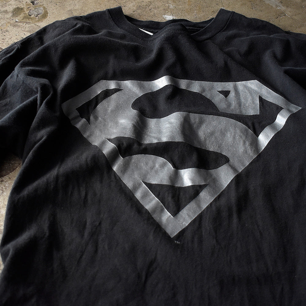 90's Superman ブラック! ロゴTシャツ 240502H