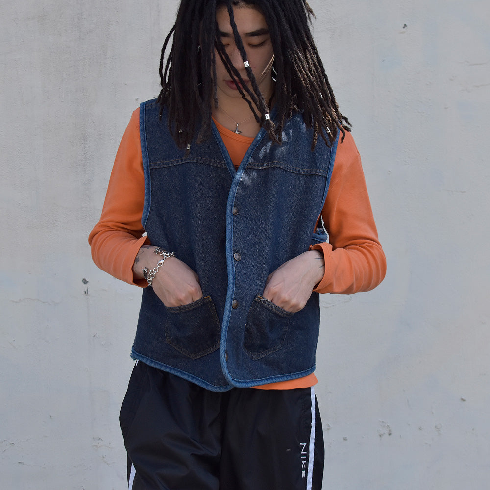 70's Carhartt プリントタグ デニムベスト ボアライナー 231012H