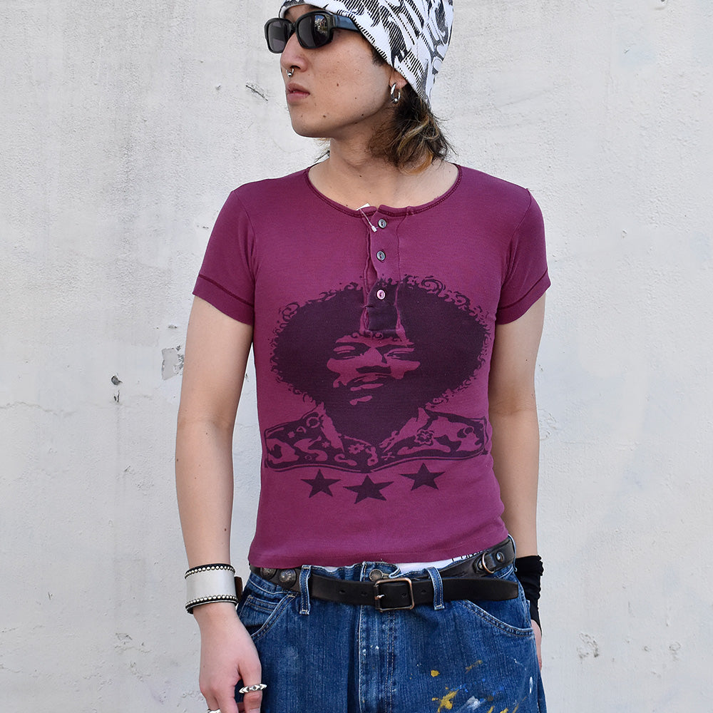 70's Jimi Hendrix ヘンリーネックTシャツ “Couleurshirt掲載” 231130HY33